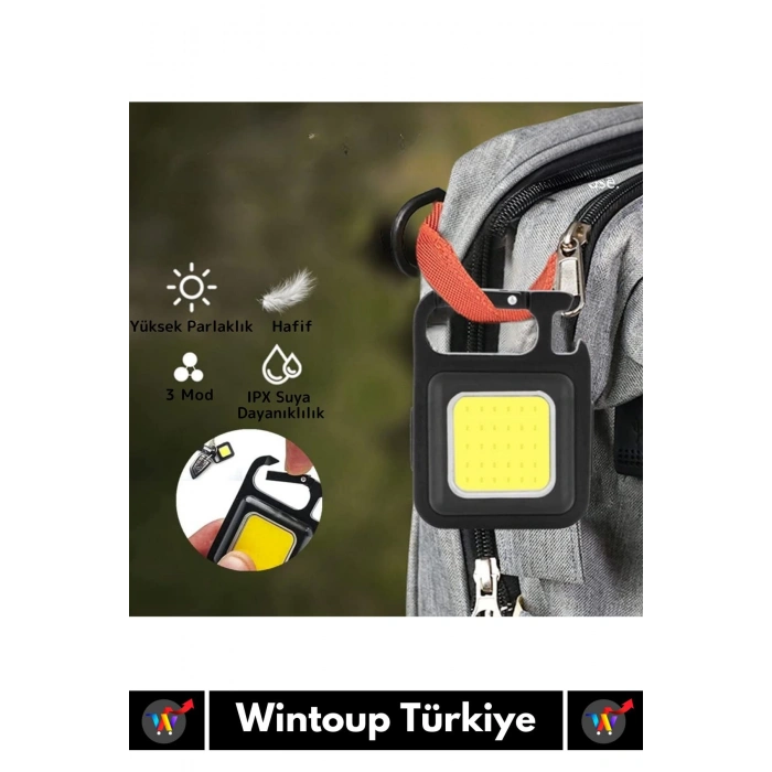 Premium USB Şarjlı 3 Mod Açacaklı El Feneri Mıknatıslı 1000 Lümen Cep Boy LED Anahtarlık