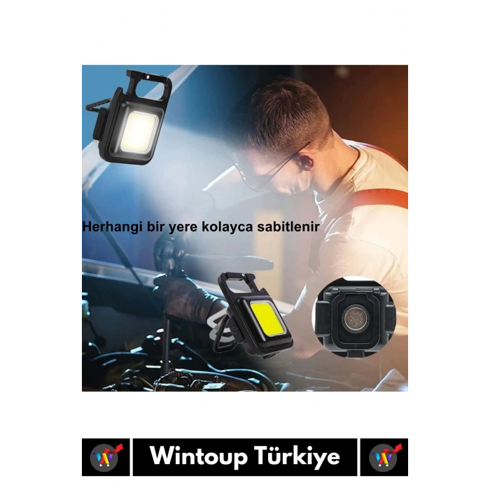 Premium USB Şarjlı 3 Mod Açacaklı El Feneri Mıknatıslı 1000 Lümen Cep Boy LED Anahtarlık