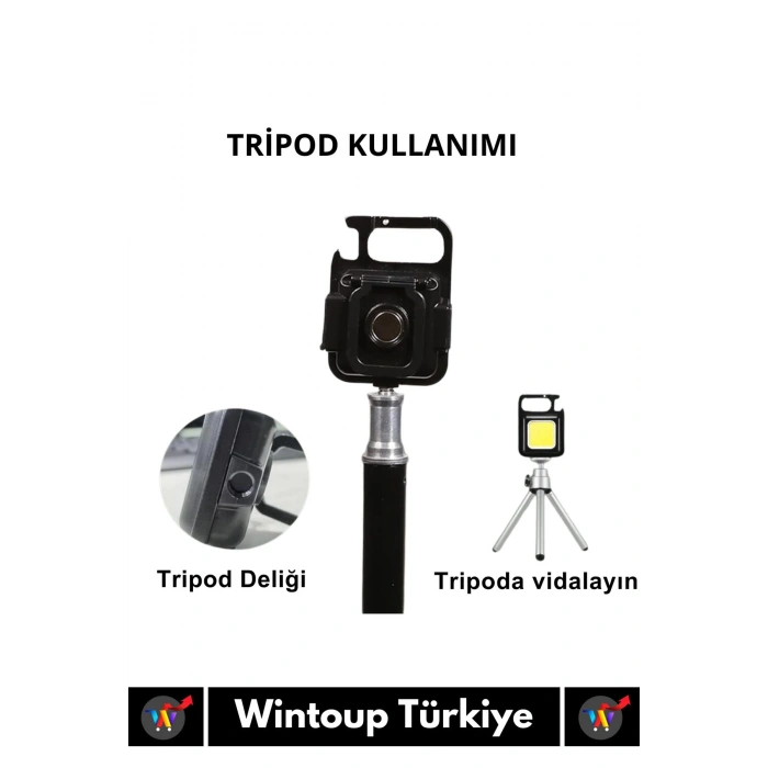 Premium USB Şarjlı 3 Mod Açacaklı El Feneri Mıknatıslı 1000 Lümen Cep Boy LED Anahtarlık