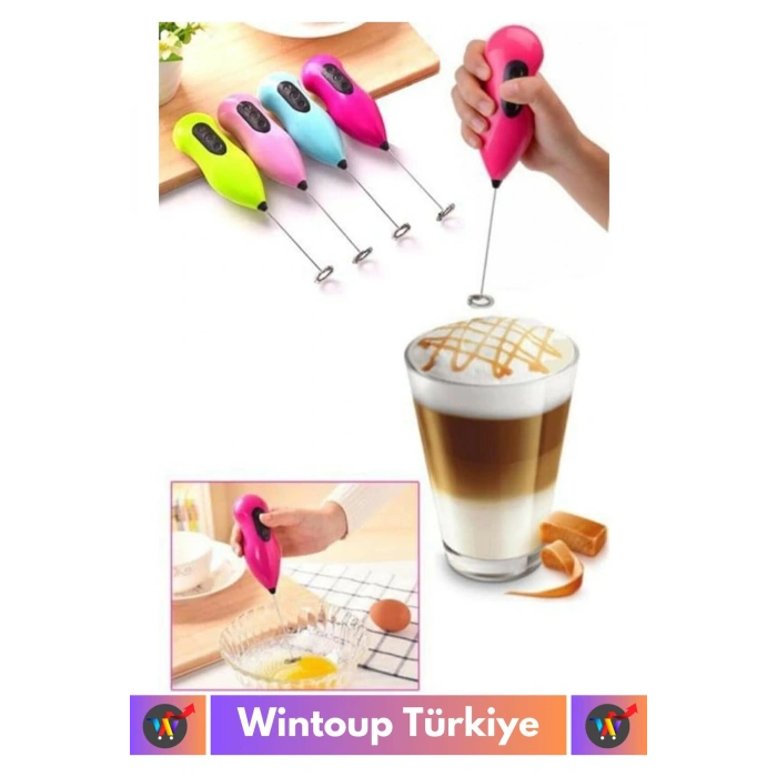 Özel Çelik Uçlu Pilli Soğuk Kahve Süt Köpürtücü Sos Krema Mama Yumurta Çırpıcı Mini Mikser Mixer