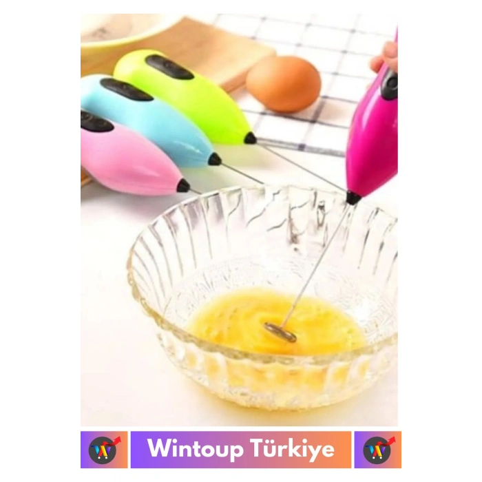 Özel Çelik Uçlu Pilli Soğuk Kahve Süt Köpürtücü Sos Krema Mama Yumurta Çırpıcı Mini Mikser Mixer