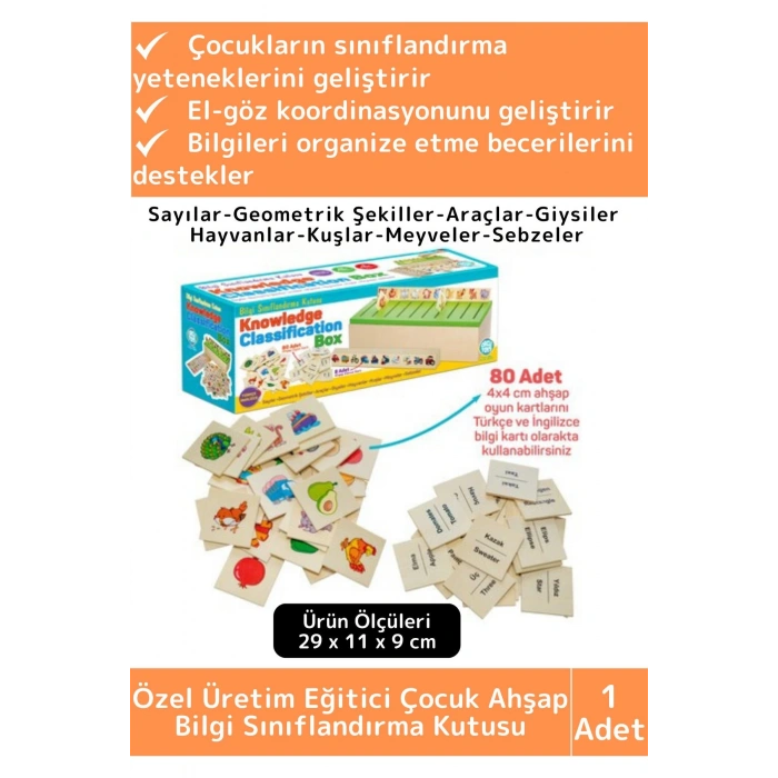 Premium Eğitici Zeka Koordinasyon Geliştirici Kişisel Gelişim Çocuk Ahşap Bilgi Sınıflandırma Kutusu