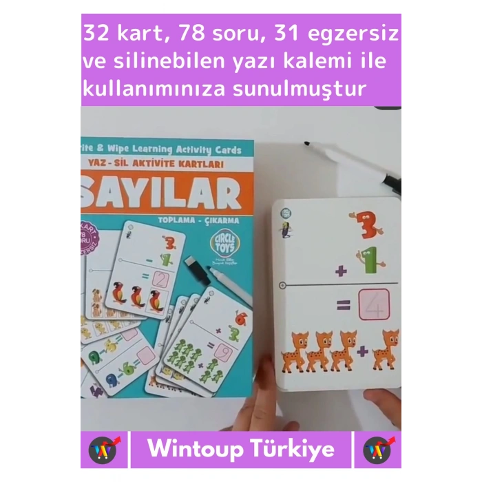 Premium Eğitici El Göz Koordinasyon Zeka Geliştirici Matematik Sayılar Yaz Sil Aktivite Kartları