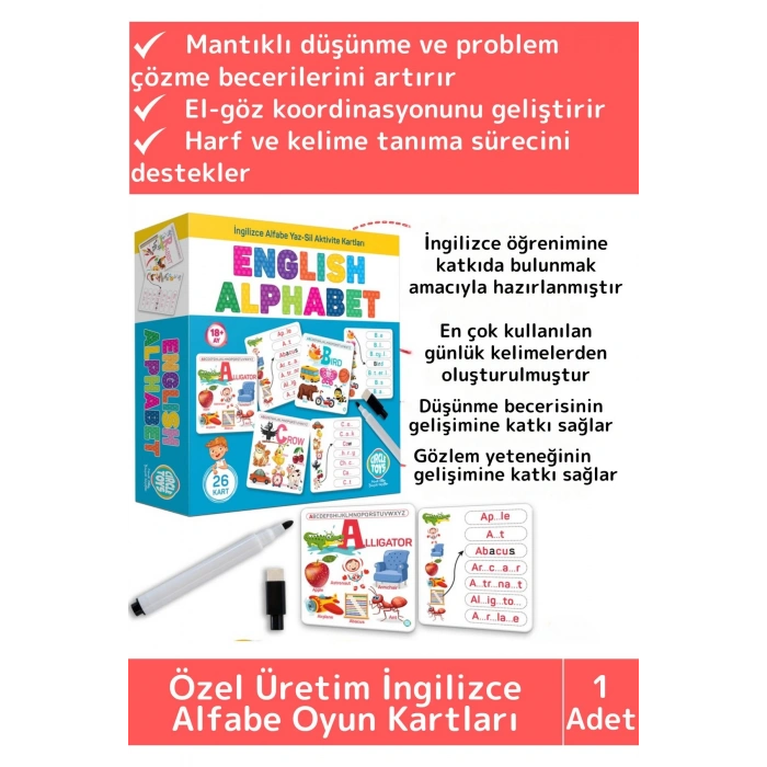 Premium Eğitici Zeka El Göz Koordinasyonu Geliştirici Matematik İngilizce Alfabe Oyun Kartları
