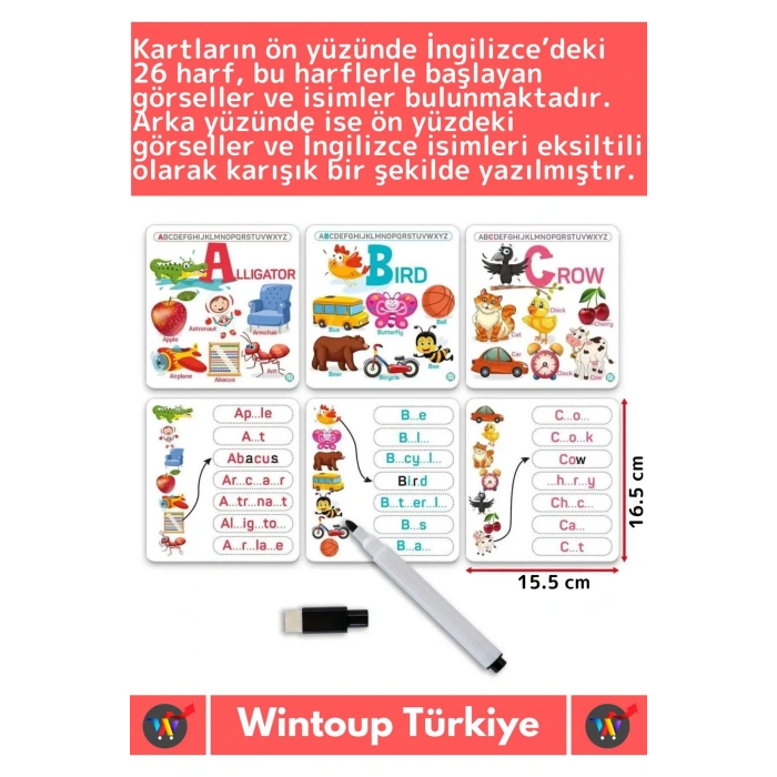 Premium Eğitici Zeka El Göz Koordinasyonu Geliştirici Matematik İngilizce Alfabe Oyun Kartları