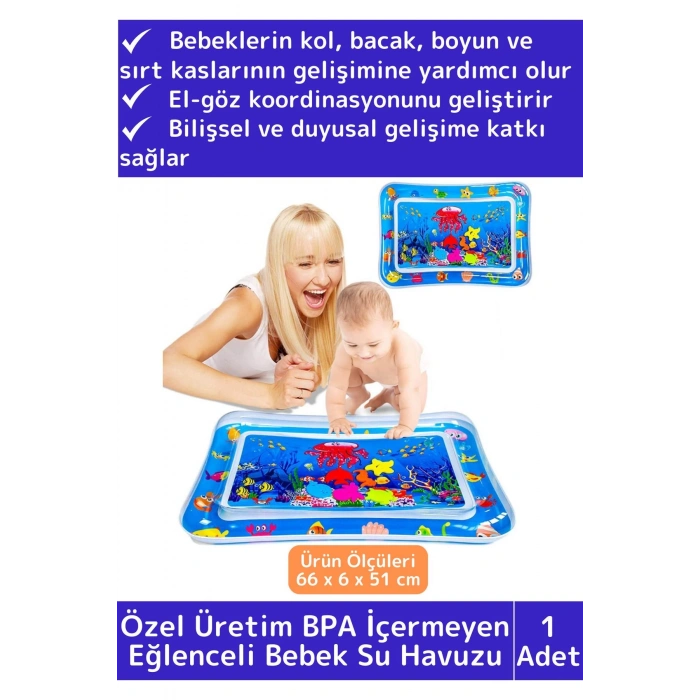 Özel Üretim BPA İçermeyen Bebek Aktivite Oyuncağı Emekleme Zamanı Yatak Minder Su Oyun Matı