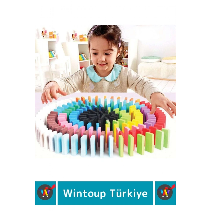 Premium Eğitici El Göz Koordinasyonu Zeka Üretkenlik Merak Keşif Geliştirici 100lü Domino Taş