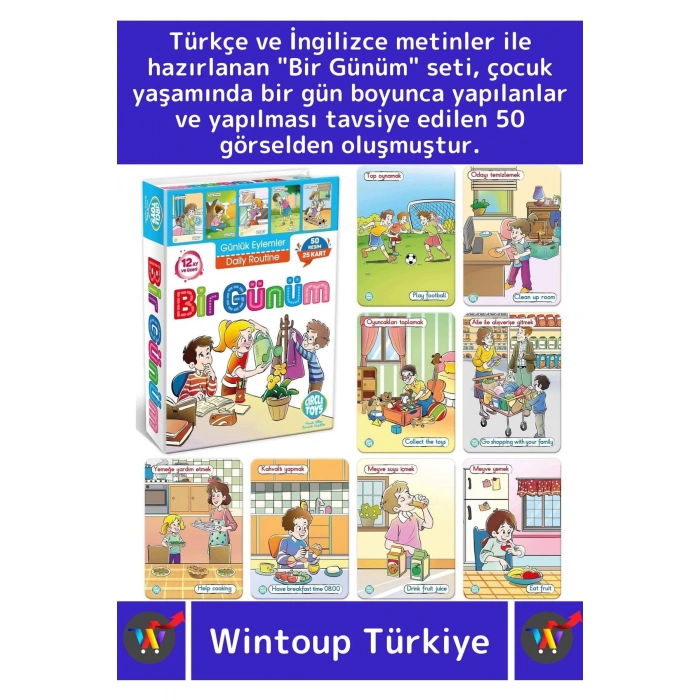 Premium Eğitici Zeka Dil Geliştirici Kişisel Gelişim Çocuk Bir Günüm Eylem Resimli Aktivite Kartları