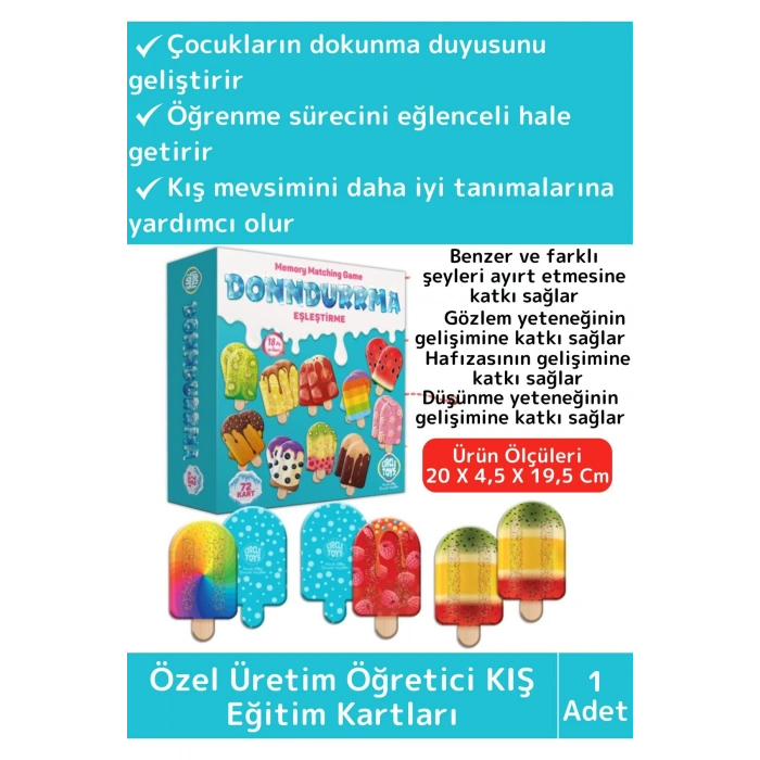 Premium El Göz Koordinasyonu Zeka Geliştirici Çocuk Eğlenceli Dondurma Hafıza Eşleştirme Oyunu