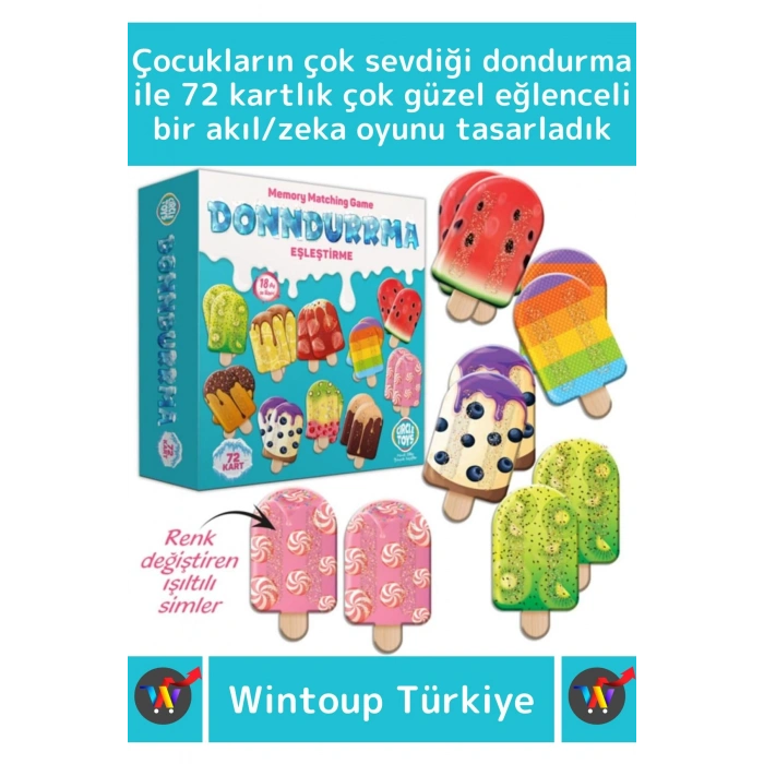 Premium El Göz Koordinasyonu Zeka Geliştirici Çocuk Eğlenceli Dondurma Hafıza Eşleştirme Oyunu