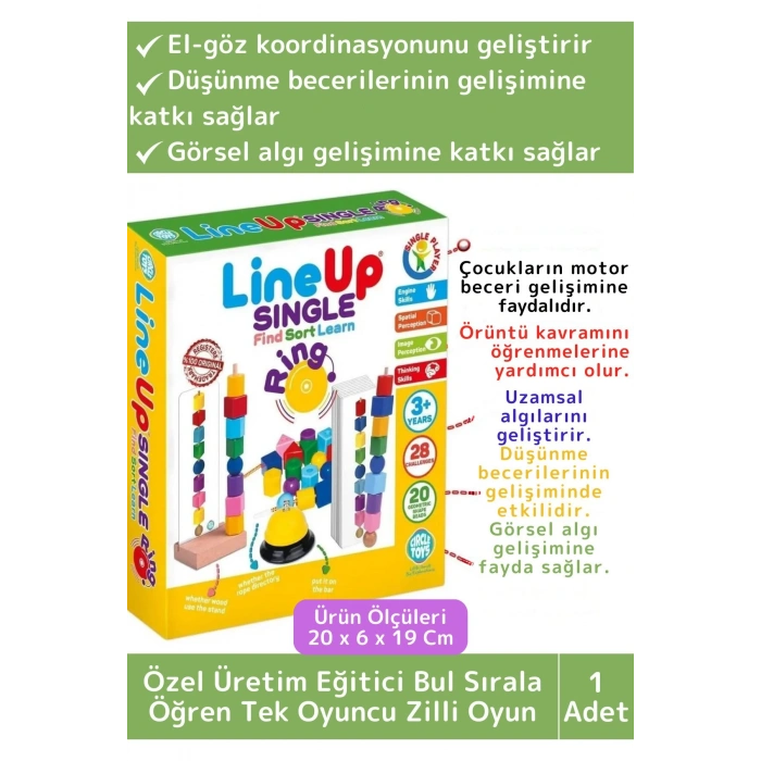 Premium Zeka Geliştirici Öğretici Lineup Single Ring Bul Sırala Ögren Tek Oyuncu Zilli Oyun