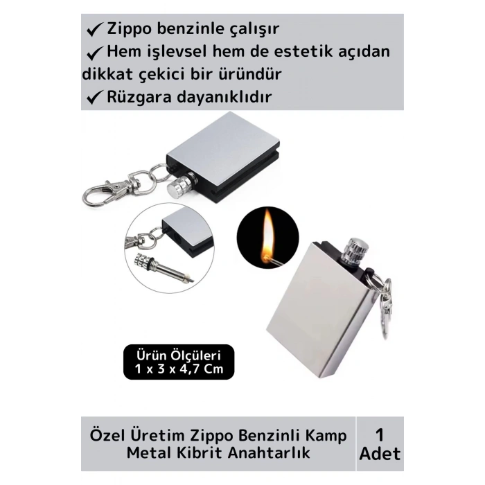 Premium Taşınabilir Pratik Kamp Doğa Av Günlük Rüzgarda Sönmez Zippo Benzin Metal Kibrit Anahtarlık