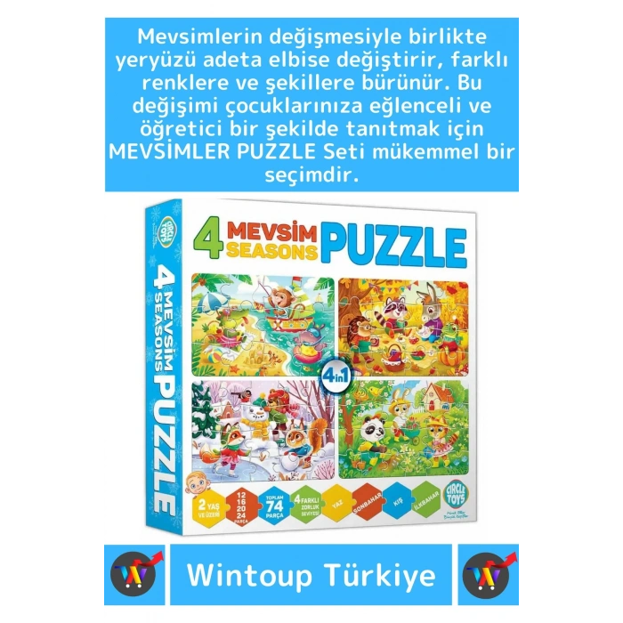 Premium Eğitici Zeka El Göz Koordinasyon Geliştirici Çocuk 12 + 16 + 20 + 24 Parça 4 MEVSİM Puzzle