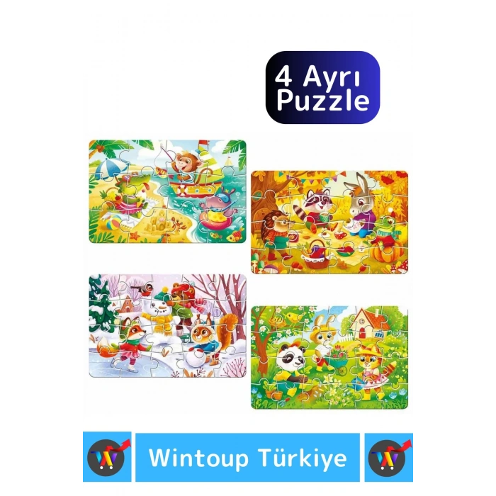 Premium Eğitici Zeka El Göz Koordinasyon Geliştirici Çocuk 12 + 16 + 20 + 24 Parça 4 MEVSİM Puzzle