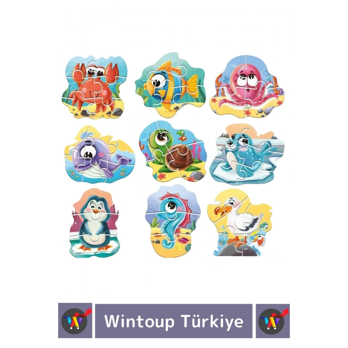 Premium Çocuk Zeka El Göz Koordinasyonu Geliştirici Öğretici Eğlenceli OKYANUS HAYVANLARI Puzzle