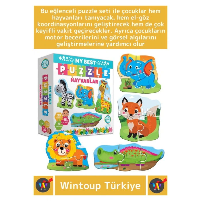 Premium Çocuk Zeka El Göz Koordinasyonu Geliştirici Eğitici Eğlenceli HAYVANLAR Puzzle Oyunu