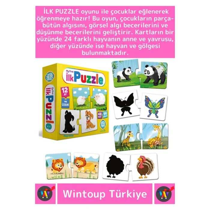 Premium Çocuk Zeka El Göz Koordinasyonu Geliştirici Eğitici Öğretici Eğlenceli 48 Parça İLK PUZZLE