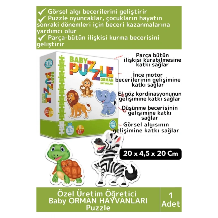 Premium Çocuk Zeka El Göz Koordinasyonu Geliştirici Eğitici Eğlenceli BABY PUZZLE ORMAN HAYVANLARI