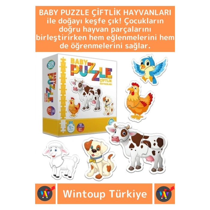Premium Çocuk El Göz Koordinasyonu Zeka Geliştirici Eğitici Eğlenceli ÇİFTLİK HAYVANLARI Puzzle
