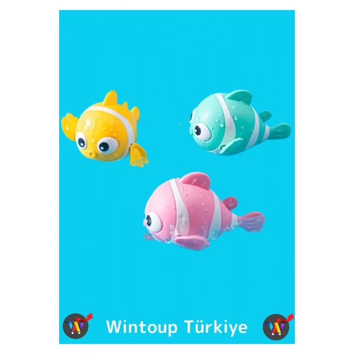 Premium Uzun Ömürlü Hafif Kurmalı Eğlenceli Renkli Yüzen Balık Bebek Çocuk Banyo Su Oyuncağı 1 Adet