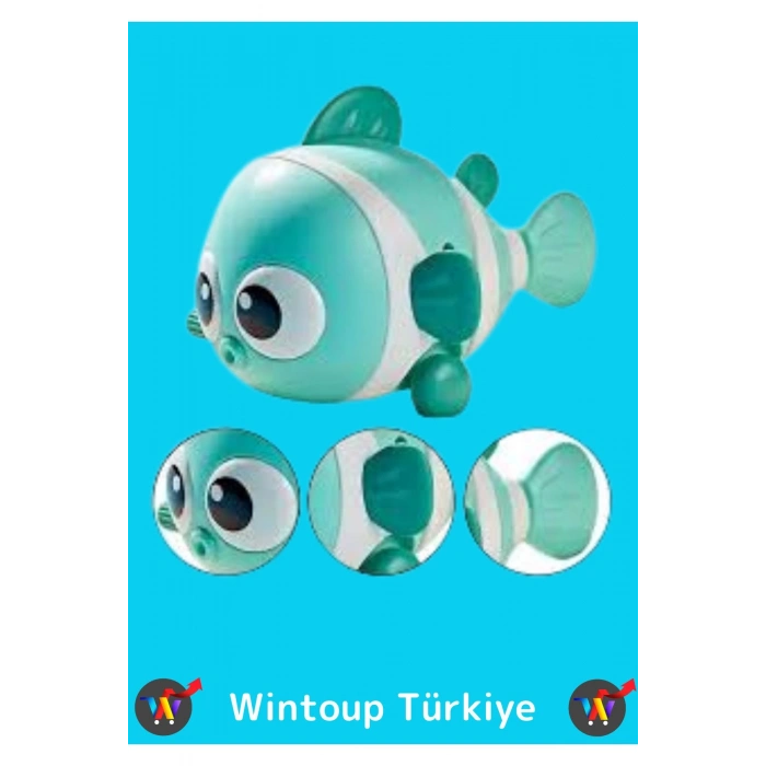 Premium Uzun Ömürlü Hafif Kurmalı Eğlenceli Renkli Yüzen Balık Bebek Çocuk Banyo Su Oyuncağı 1 Adet