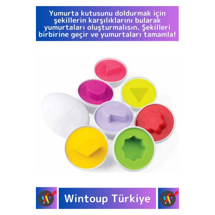 Premium Çocuk Eğitici El Göz Koordinasyonu Zeka Geliştirici 6lı Geometrik Yumurta Eşleme Oyunu