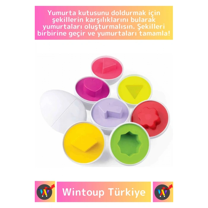 Premium Çocuk Eğitici El Göz Koordinasyonu Zeka Geliştirici 10lu Geometrik Yumurta Eşleme Oyunu