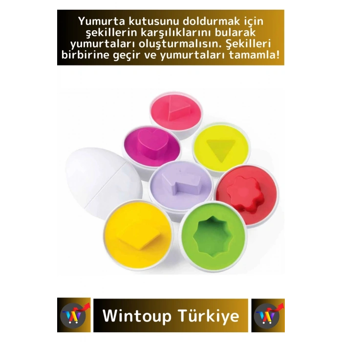 Premium Çocuk Eğitici El Göz Koordinasyonu Zeka Geliştirici 12li Geometrik Yumurta Eşleme Oyunu