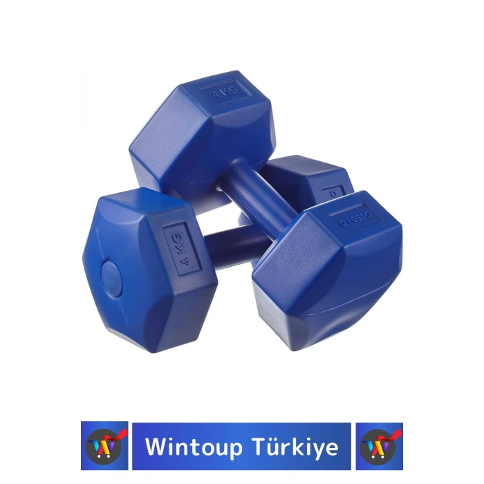 Premium Plastik Spor Egzersiz Fitness Vücut Geliştirme Pilates Ağırlık 4 Kg Dambıl Seti 2 Ad Dumbell