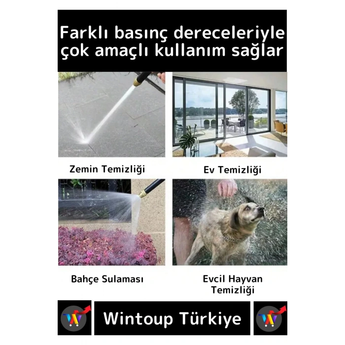 Özel Üretim Ayarlanabilir Başlıklı Güçlü Basınçlı Çok Fonksiyonlu Araba Bahçe Yıkama Tabancası