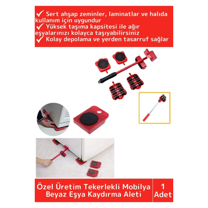 Premium Seri Abs Plastik Tekerlekli Basit Ağır Beyaz Eşya Mobilya Kaydırma Aleti Aparatı Krikolu Set