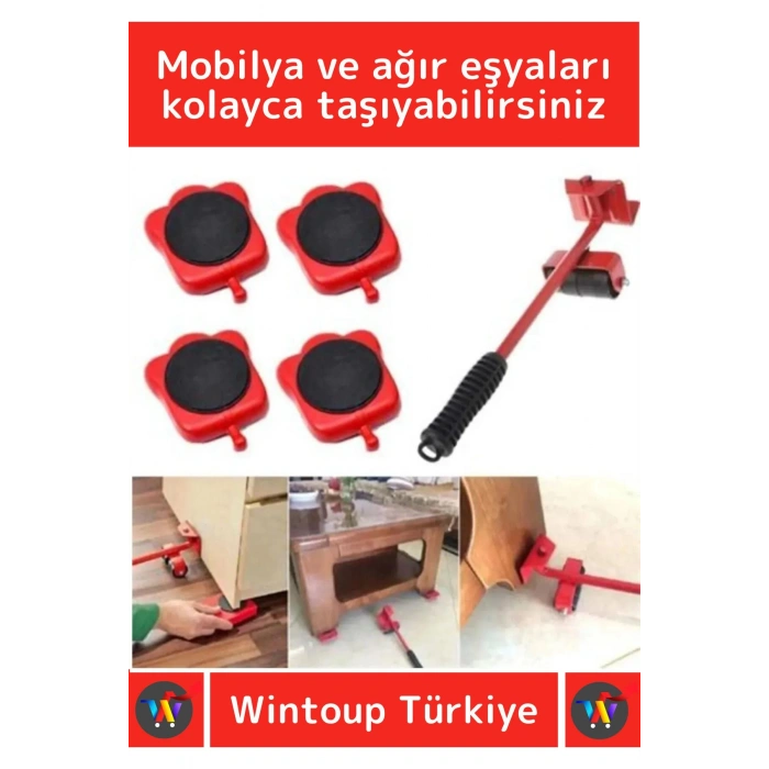 Premium Seri Abs Plastik Tekerlekli Basit Ağır Beyaz Eşya Mobilya Kaydırma Aleti Aparatı Krikolu Set