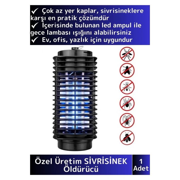 Premium Prizli Asmalı Az Yer Kaplayan Elektrikli Cihaz Cız Lamba Mor Işık Kara Sivri Sinek Öldürücü