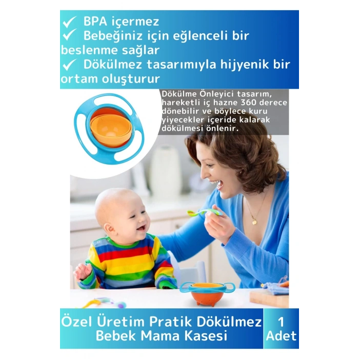 Premium Seri BPA Free Zararsız Pratik Kolay Temizlenir Eğlenceli Dökülmez Tasarım Bebek Mama Kasesi