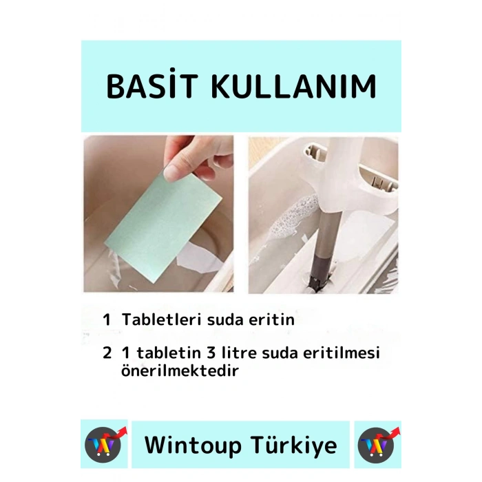 Premium Dükkan Fayans Ahşap Parçalanabilir Pratik Zemin Parlatma Temizleme Tableti 20li
