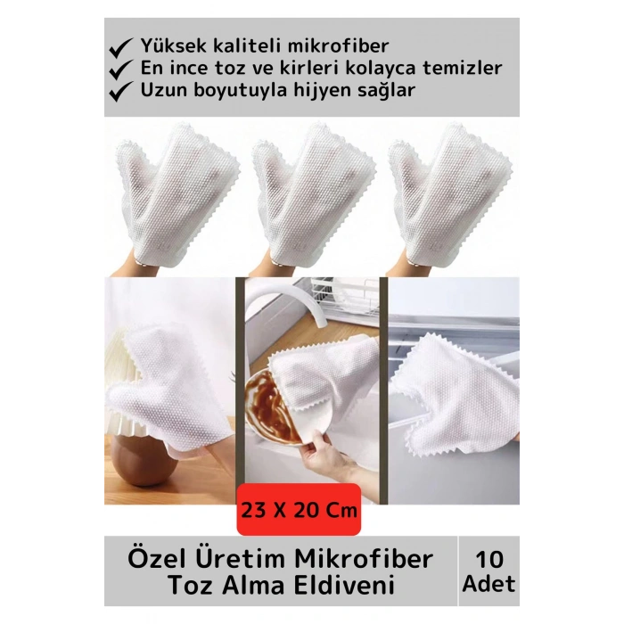Premium Dayanıklı Yüksek Kaliteli Mikrofiber Pratik Çok Fonksiyonlu Temizlik Toz Alma Eldiveni 10lu