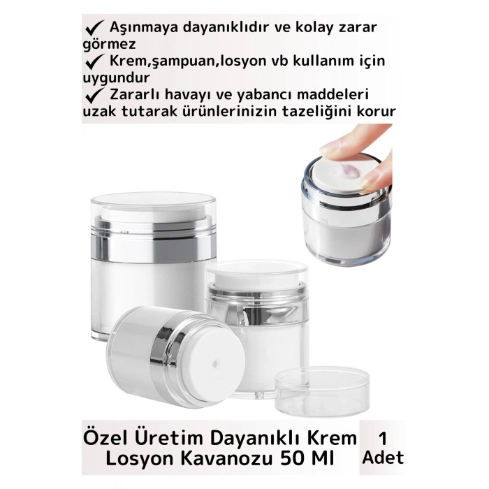 Özel Üretim Yüksek Kaliteli Vakum Basınç Hava Almaz Sıvı Şampuan Krem Losyon Kavanozu 50 Ml 1 Adet