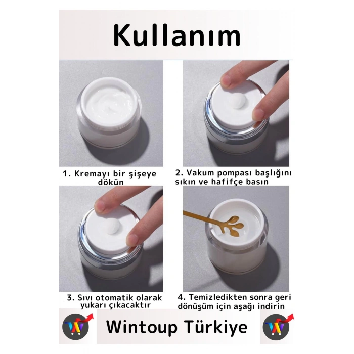 Özel Üretim Yüksek Kaliteli Vakum Basınç Hava Almaz Sıvı Şampuan Krem Losyon Kavanozu 50 Ml 1 Adet