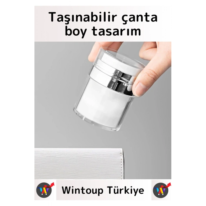 Özel Üretim Yüksek Kaliteli Vakum Basınç Hava Almaz Sıvı Şampuan Krem Losyon Kavanozu 50 Ml 3 Adet