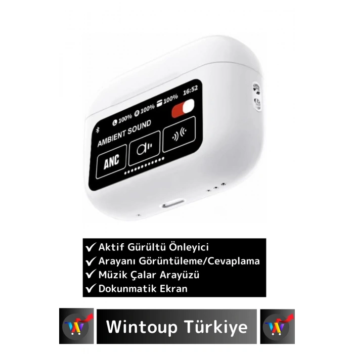 Özel iPhone 16 Uyumlu OLED Renkli Ekran ANC/Arama Yanıtlama/Müzik Çalar Kulak İçi Bluetooth Kulaklık