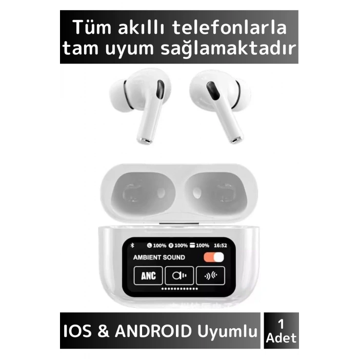 Özel iPhone 16 Pro Uyumlu OLED Ekran ANC/Arama Yanıtlama/Müzik Çalar Kulak İçi Bluetooth Kulaklık