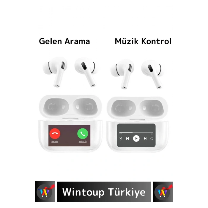 Özel iPhone 16 Pro Max Uyumlu OLED Ekran ANC/Arama Yanıtlama/Müzikçalar Kulak İçi Bluetooth Kulaklık