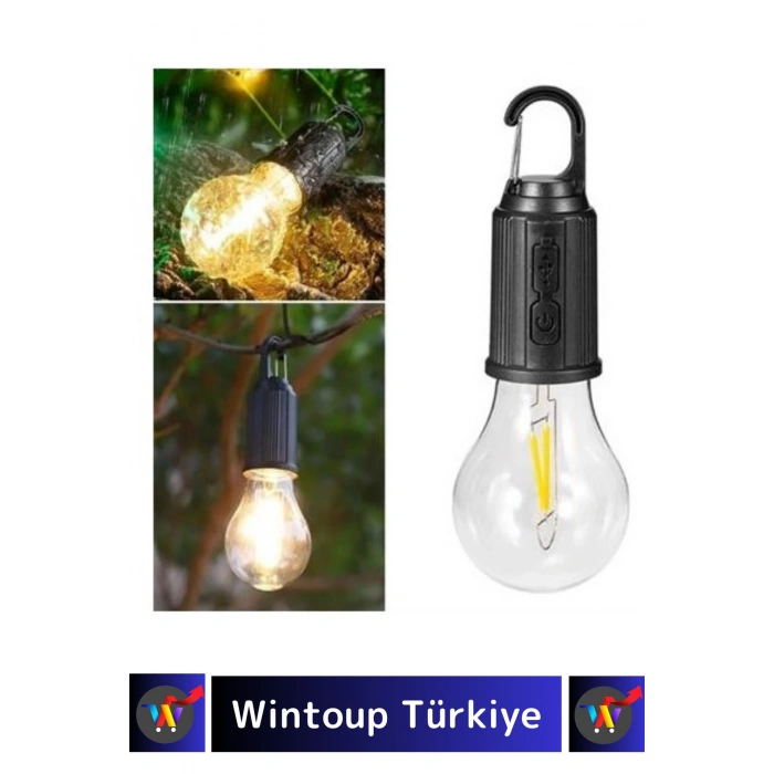 Premium 3 Modlu Suya Dayanıklı Kablosuz Askılı Kırılmaz Kamp Aydınlatma Şarjlı Taşınabilir LED Ampul
