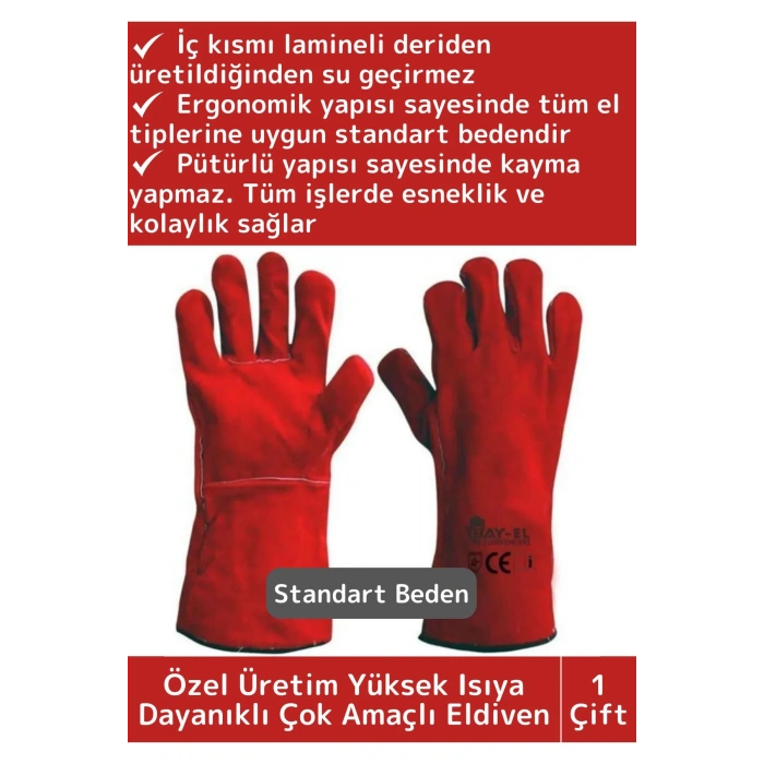 Yanmaz Eldiven Kaynak Yangın Mangal Tamir Su Geçirmez Yüksek Isıya Dayanıklı Çok Amaçlı Eldiven 1 Ad