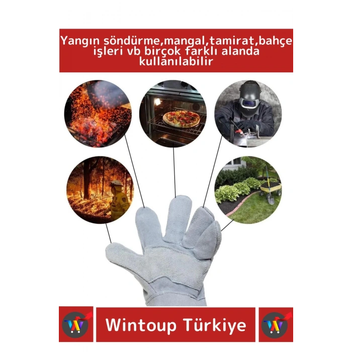 Yanmaz Eldiven Kaynak Yangın Mangal Tamir Su Geçirmez Yüksek Isıya Dayanıklı Çok Amaçlı Eldiven 1 Ad