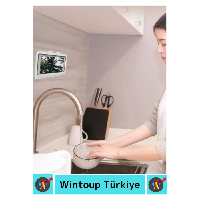 Premium Uzun Ömürlü Duvara Monte Pratik Su Geçirmez Buğu Yapmaz Duş Mutfak Dayanıklı Telefon Kabı