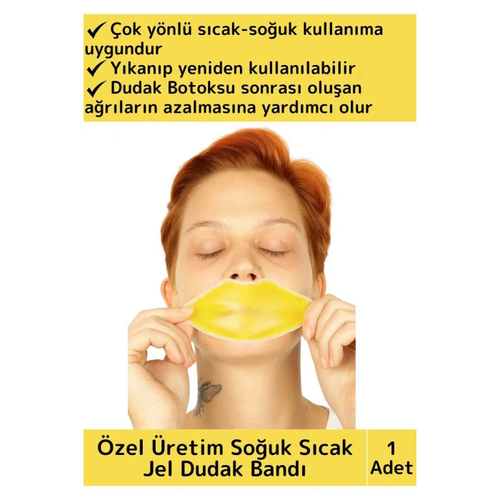 Premium Dudak Botoksu Soğuk Sıcak Termojel Yıkanabilir Isıtıcı Soğutucu Jel Sarı Dudak Bandı