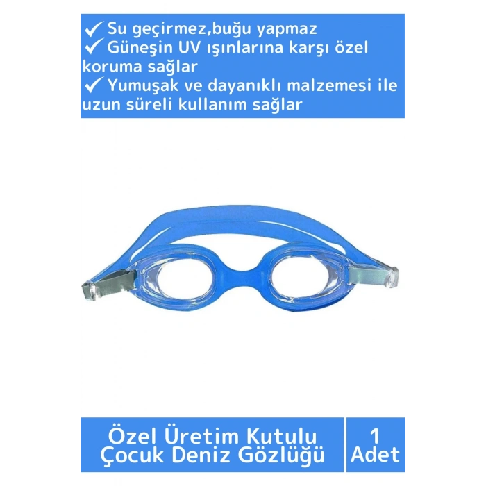 Özel Ayarlanabilir Kayışlı Su Geçirmez UV Koruma Silikon Plastik Antifog Kutulu Çocuk Deniz Gözlüğü