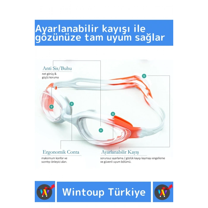 Özel Ayarlanabilir Kayışlı Su Geçirmez UV Koruma Silikon Plastik Antifog Kutulu Çocuk Deniz Gözlüğü