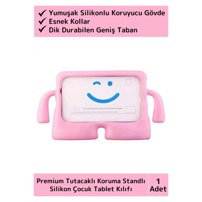 Premium Apple Samsung Uyumlu 8.7 Inch Silikon Yumuşak Tutacaklı Tam Koruma Çocuk Tablet Kılıfı